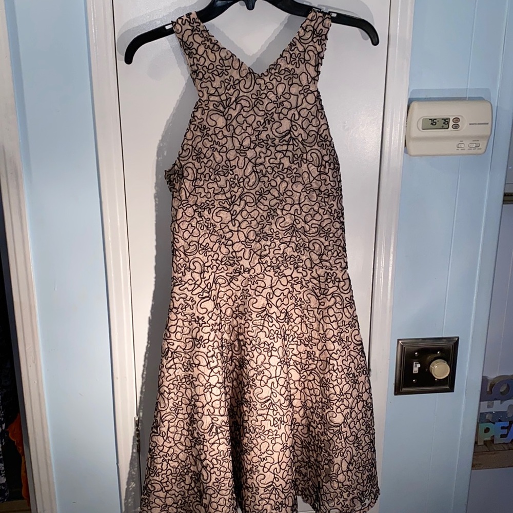 ECU Aqua cream and black party dress beautiful lace on top of satin size m